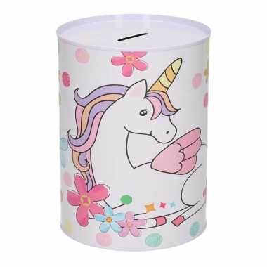 Grote dieren spaarpot eenhoorn bloemen metaal