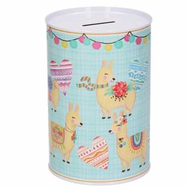 Grote dieren spaarpot lama/alpaca harten metaal