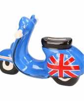 Grote scooter spaarpot blauw