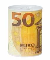 Grote spaarpot euro biljet metaal
